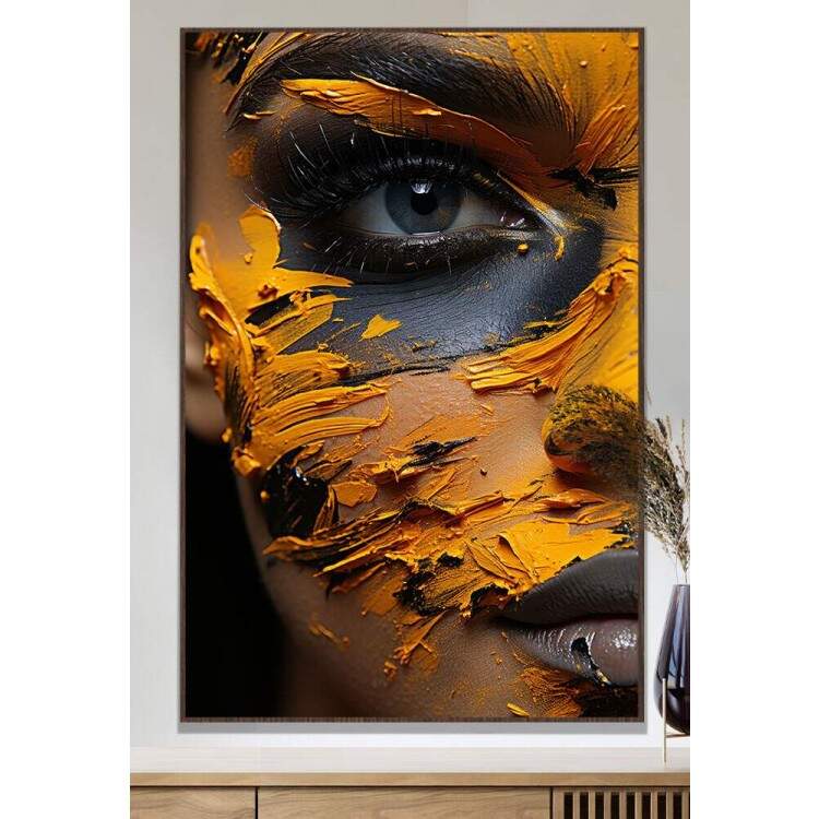Quadro Decorativo Rosto de Mulher Cheio de Tinta