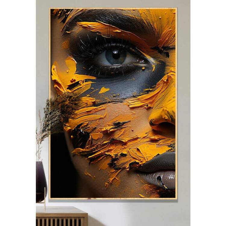 Quadro Decorativo Rosto de Mulher Cheio de Tinta