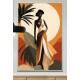 Quadro Decorativo Abstrato Mulher em um Vestido ao P�r do Sol