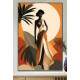 Quadro Decorativo Abstrato Mulher em um Vestido ao P�r do Sol