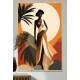 Quadro Decorativo Abstrato Mulher em um Vestido ao P�r do Sol