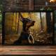 Quadro Decorativo C�o Doberman em Floresta