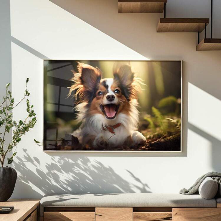 Quadro Decorativo Co Filhote Papillon Joking