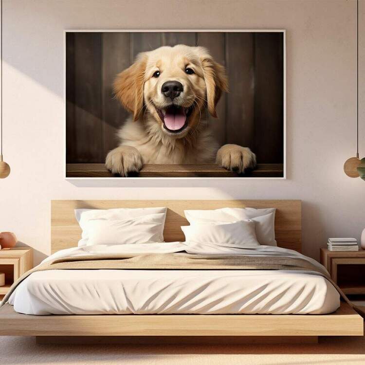 Quadro Decorativo Co Filhote Labrador Caramelo