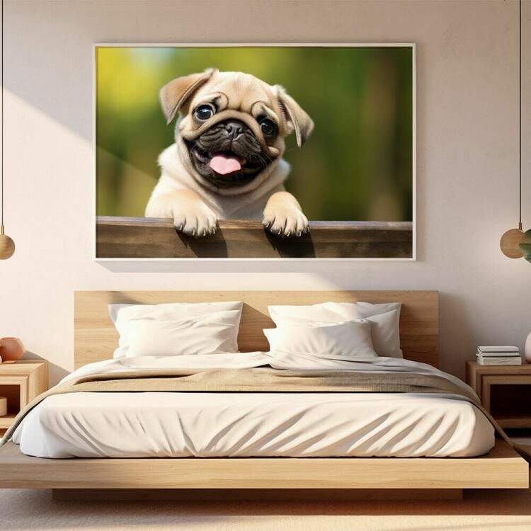 Quadro Decorativo Co Filhote Pug