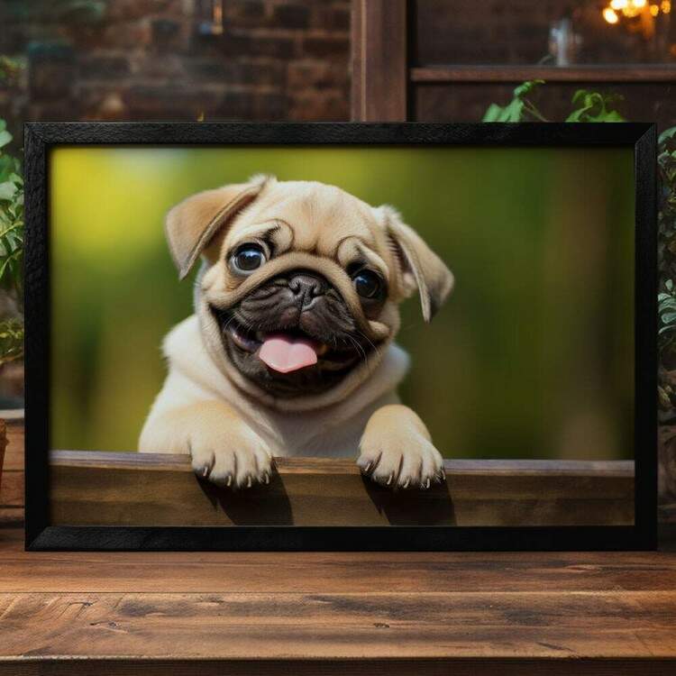 Quadro Decorativo Co Filhote Pug