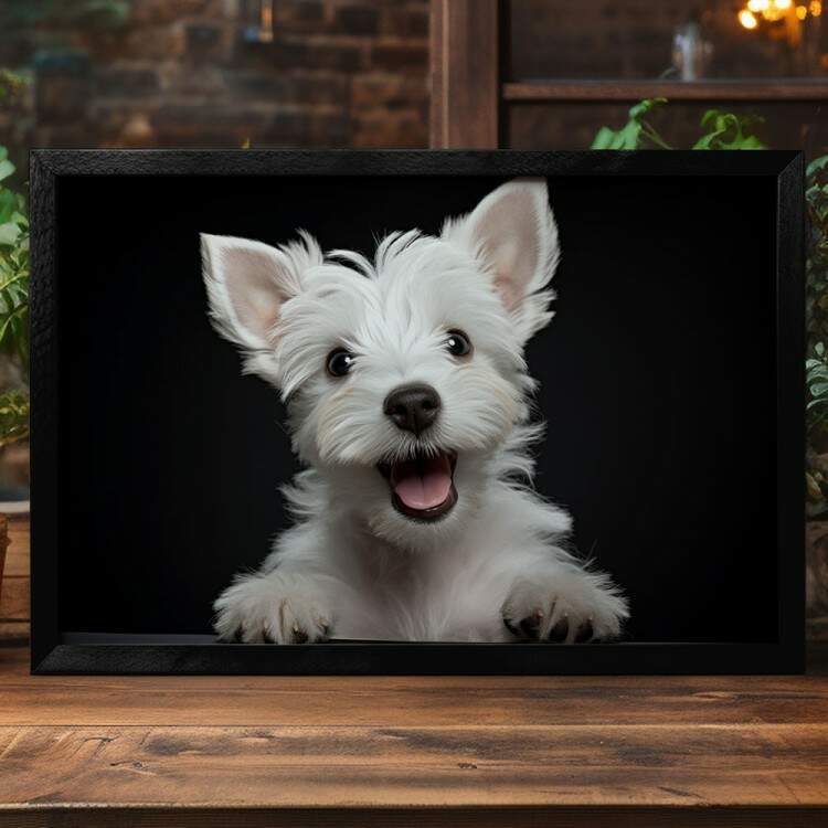 Quadro Decorativo Co Filhote West Highland