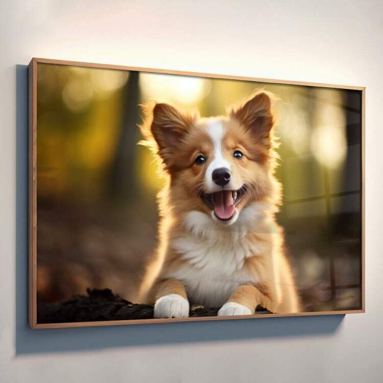 Quadro Decorativo Co Filhote Collie em Floresta