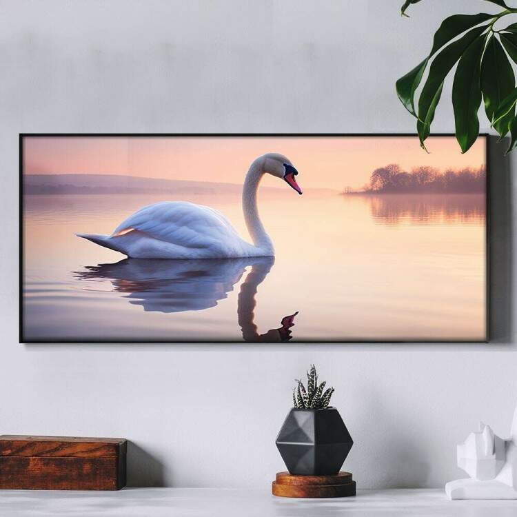 Quadro Decorativo Slim Cisne Branco em Rio