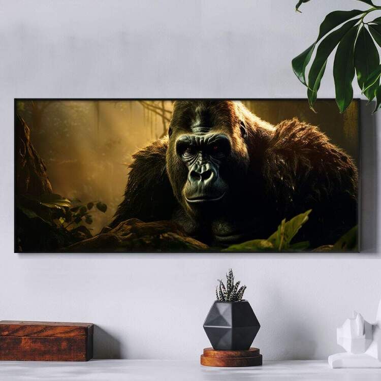 Quadro Decorativo Slim Gorila em Floresta
