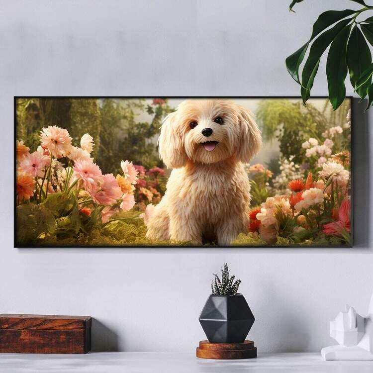 Quadro Decorativo Slim Co Poodle em Lindo Jardim