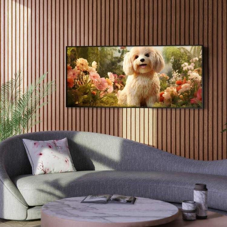 Quadro Decorativo Slim Co Poodle em Lindo Jardim