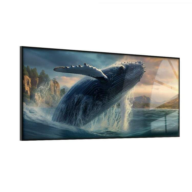 Quadro Decorativo Slim Baleia em Alto Mar