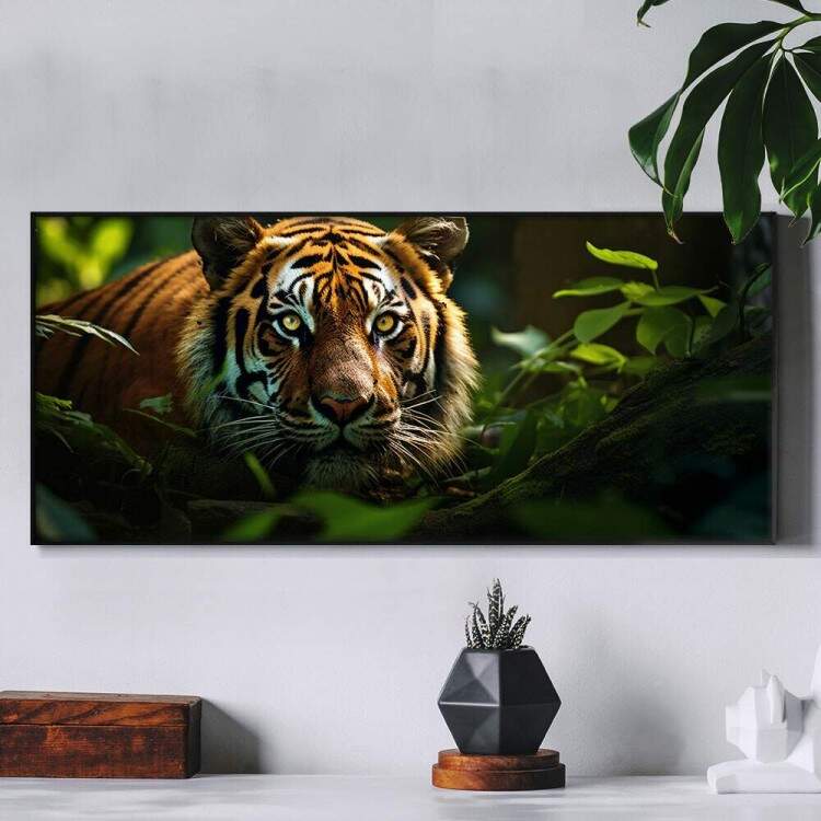 Quadro Decorativo Slim Tigre em Floresta