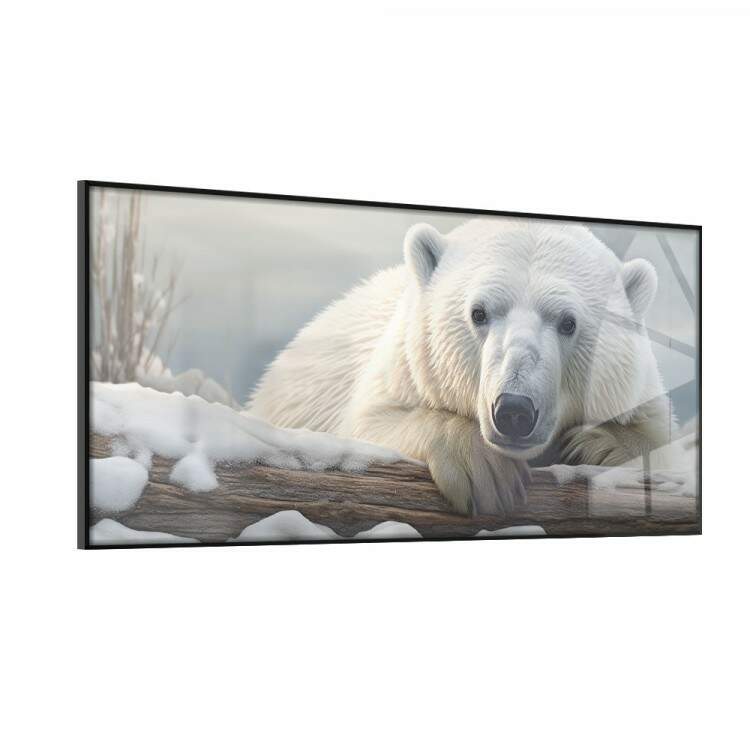 Quadro Decorativo Slim Urso Polar em Neve