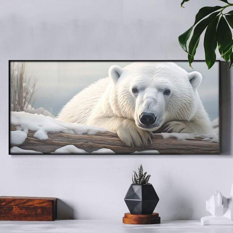 Quadro Decorativo Slim Urso Polar em Neve