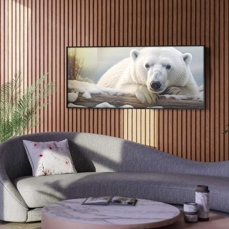 Quadro Decorativo Slim Urso Polar em Neve