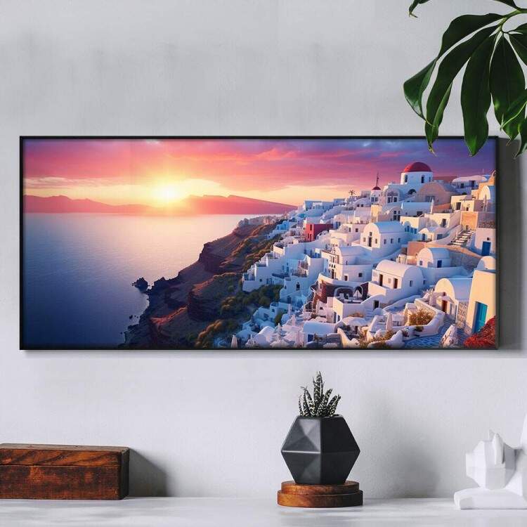 Quadro Decorativo Slim Santorini na Grcia