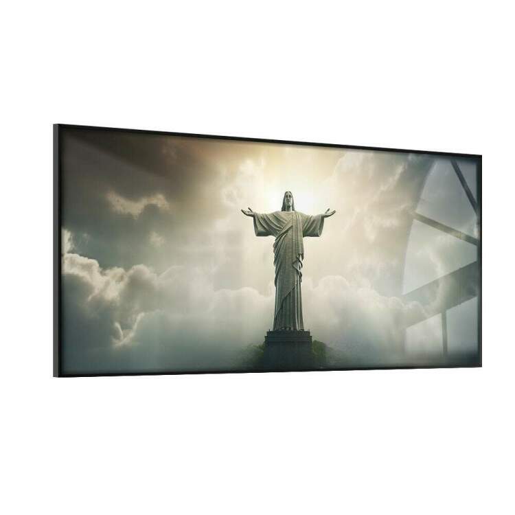 Quadro Decorativo Slim Cristo Redentor Iluminado