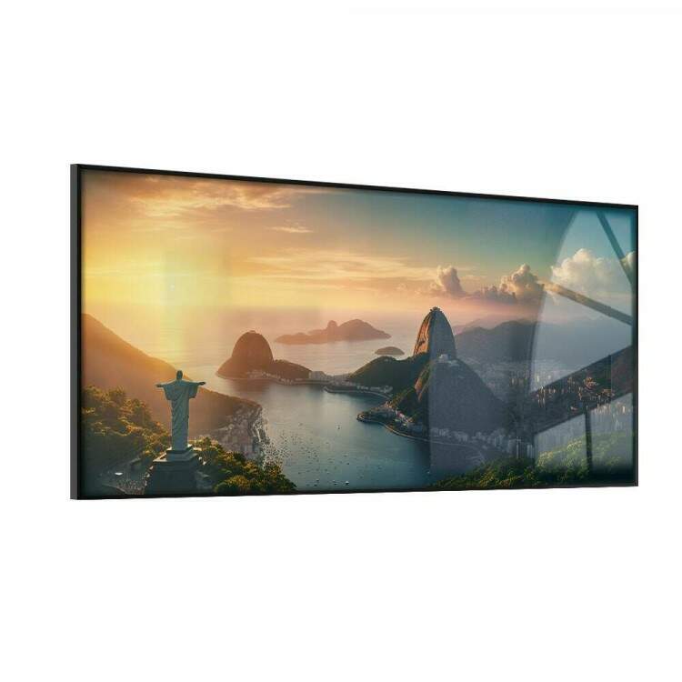 Quadro Decorativo Slim Paisagem Pr do Sol no Rio de Janeiro