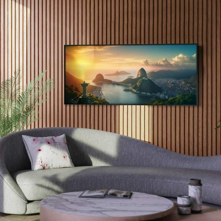 Quadro Decorativo Slim Paisagem Pr do Sol no Rio de Janeiro