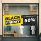 Adesivo de Parede Para Vitrine de Black Friday Descontos At� 50% de Desconto