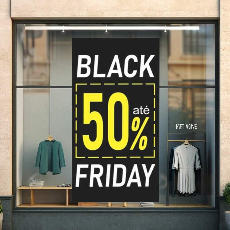 Adesivo de Parede Para Vitrine de Black Friday At 50%