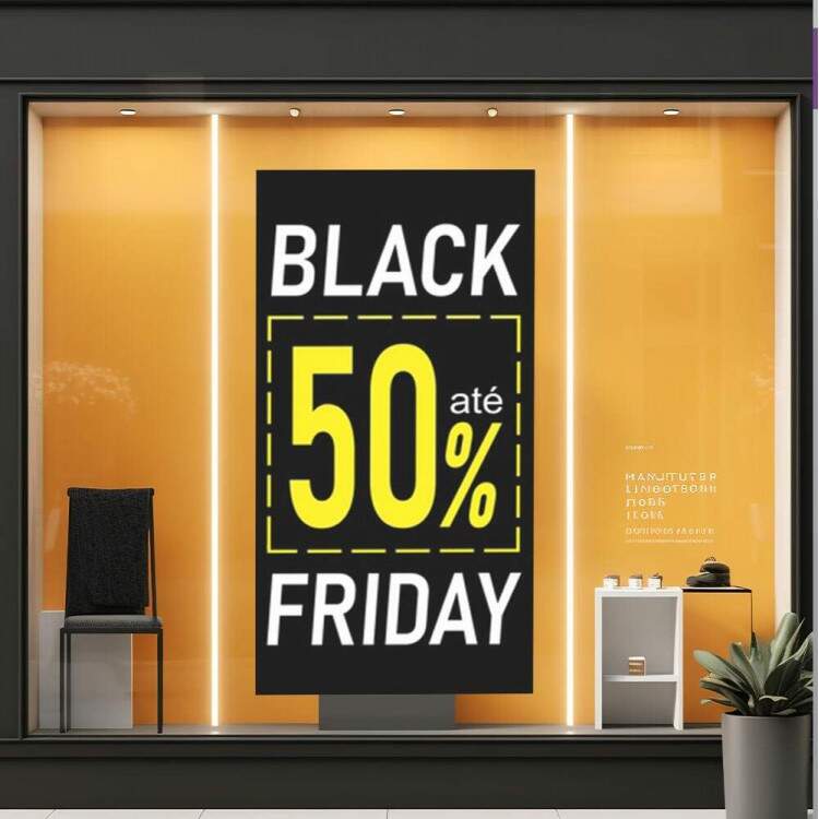 Adesivo de Parede Para Vitrine de Black Friday At 50%