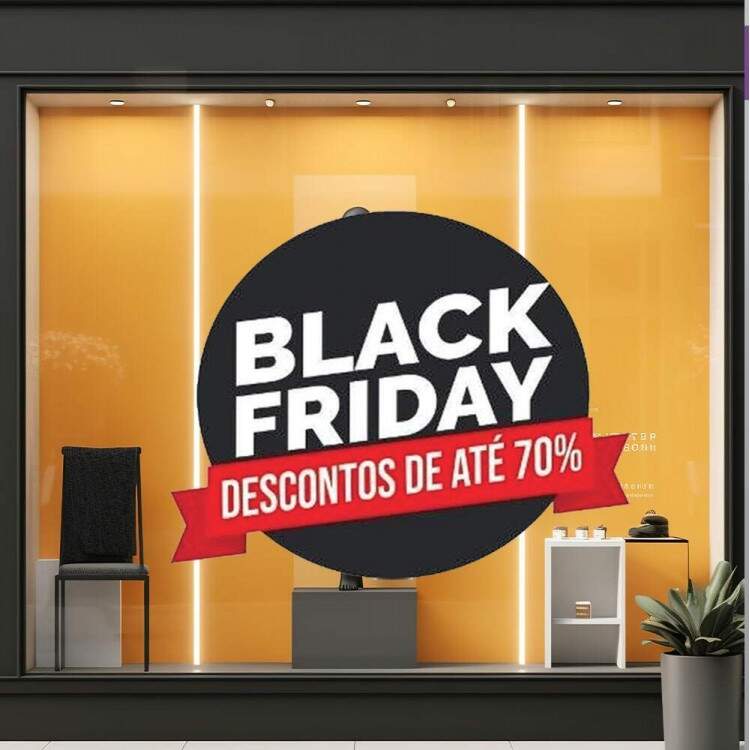 Adesivo de Parede Para Vitrine de Black Friday Descontos de At 50% Redondo