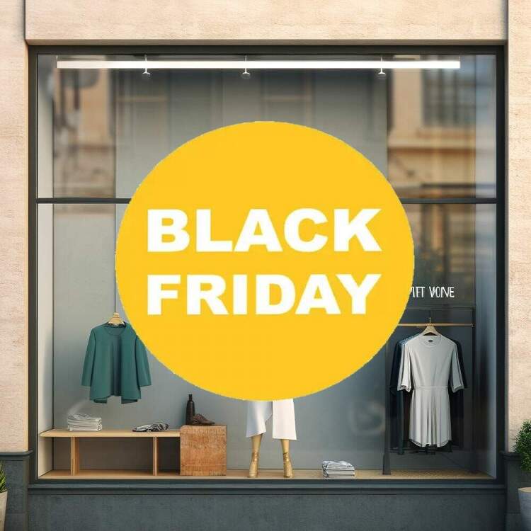 Adesivo de Parede Para Vitrine de Black Friday Amarelo e Branco