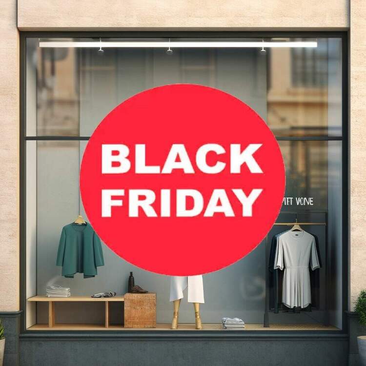 Adesivo de Parede Para Vitrine de Black Friday Vermelho e Branco