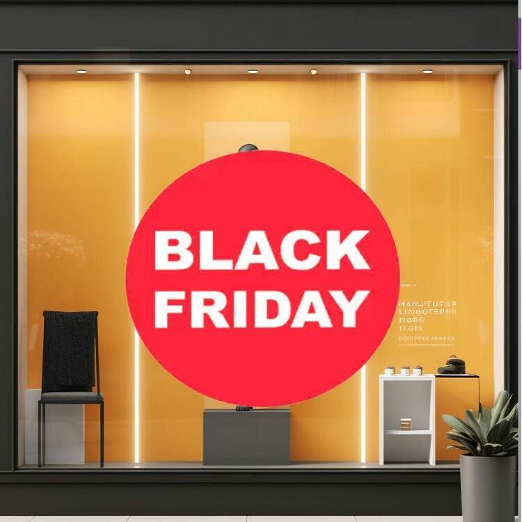 Adesivo de Parede Para Vitrine de Black Friday Vermelho e Branco