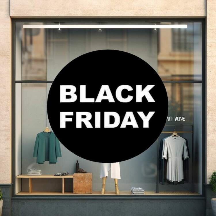 Adesivo de Parede Para Vitrine de Black Friday Preto e Branco