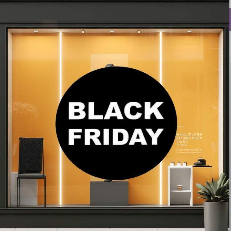 Adesivo de Parede Para Vitrine de Black Friday Preto e Branco