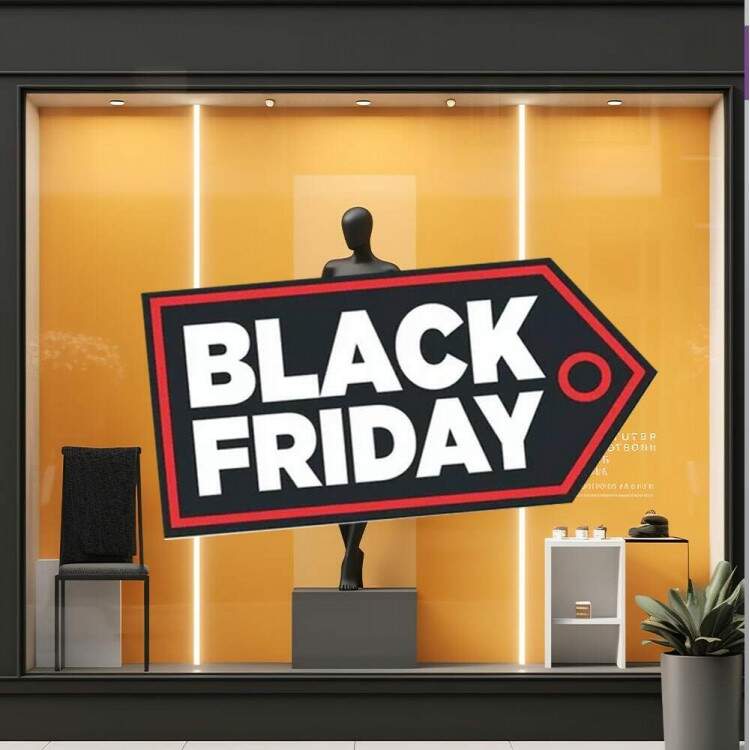 Adesivo de Parede Para Vitrine de Black Friday Detalhe Vermelho