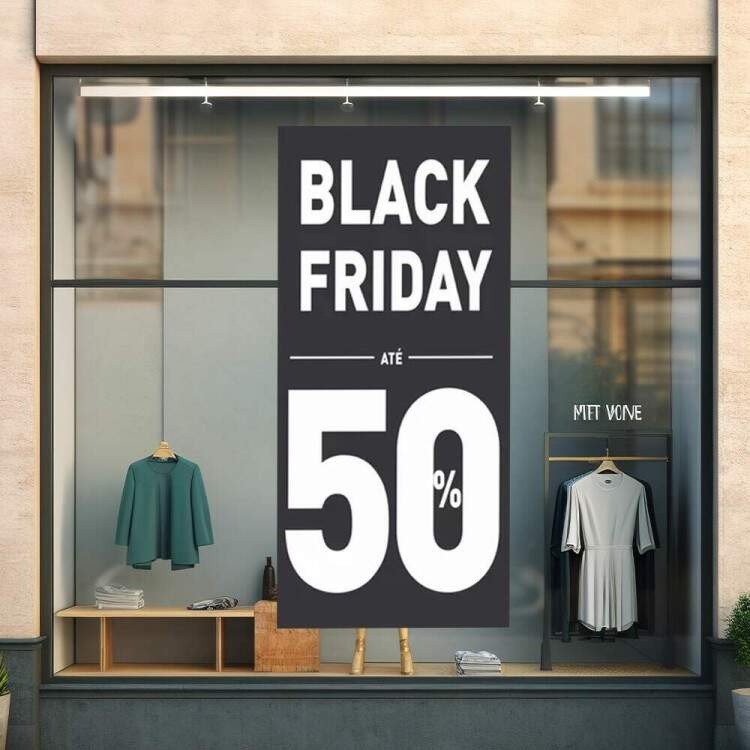 Adesivo de Parede Para Vitrine de Black Friday Preto e Branco