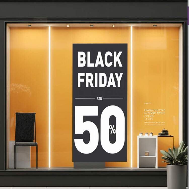 Adesivo de Parede Para Vitrine de Black Friday Preto e Branco