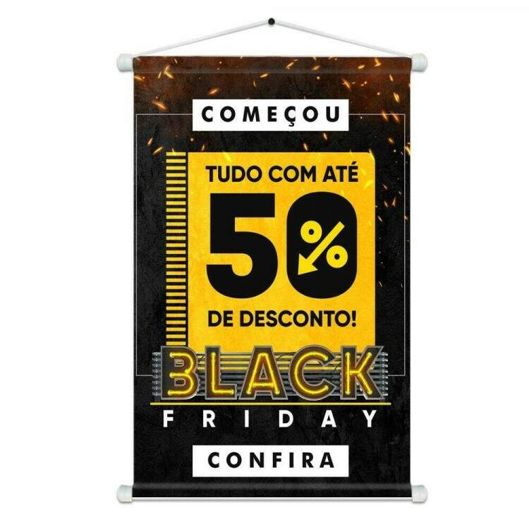 Banner Impresso em Lona Black Friday Descontos At 50%