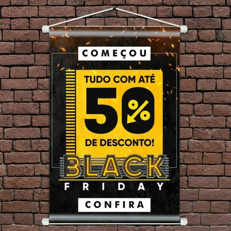 Banner Impresso em Lona Black Friday Descontos At 50%