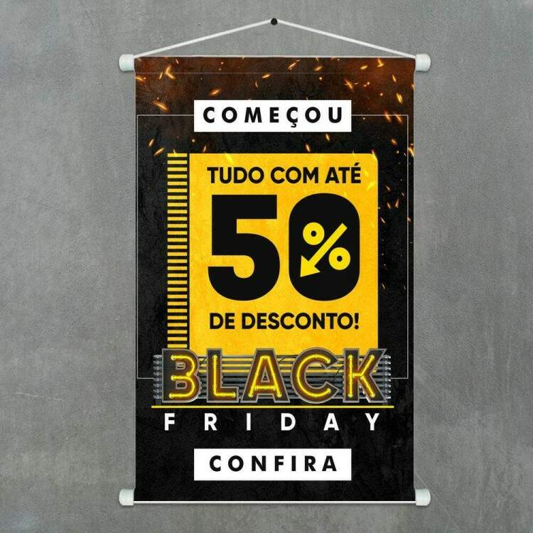 Banner Impresso em Lona Black Friday Descontos At 50%