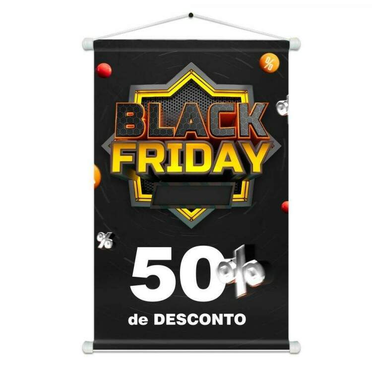 Banner Impresso em Lona Black Friday 50% de Desconto