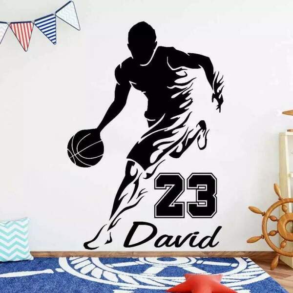 Adesivo de Parede Jogador de Basquete Com Nmero e Nome