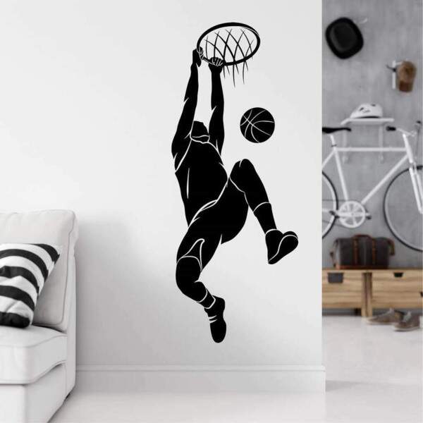Adesivo de Parede Jogador de Basquete Fazendo um Ponto