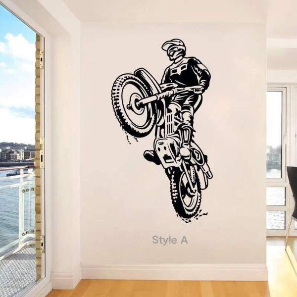 Adesivo de Parede Motociclista Empinando