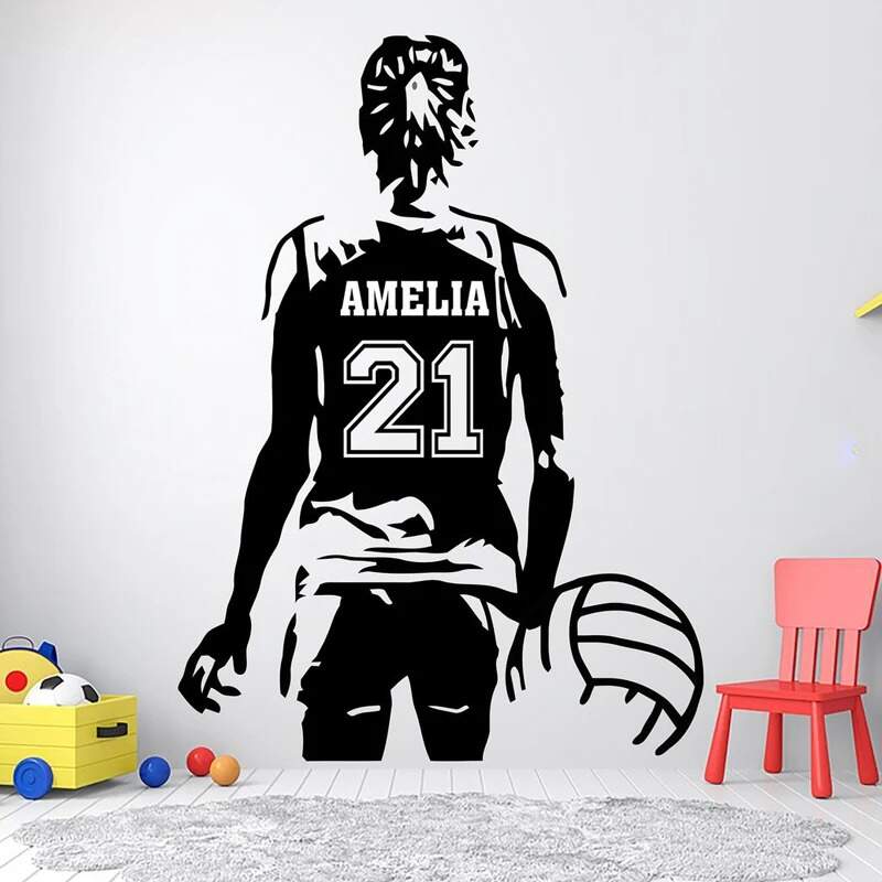 Adesivo de Parede Camisa de Jogadora de Vleibol com Nome e Nmero