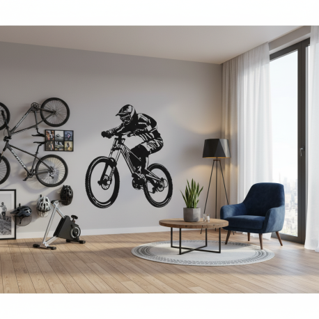 Adesivo de Parede Ciclista Preparado com Capacete