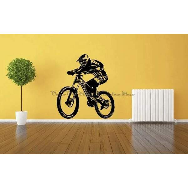Adesivo de Parede Ciclista Preparado com Capacete