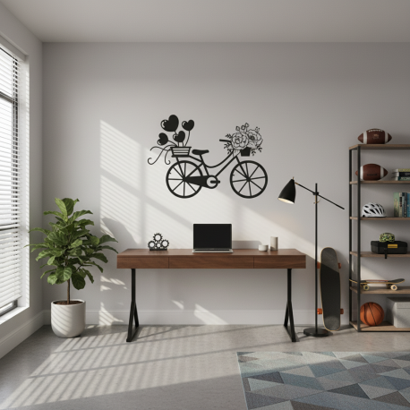 Adesivo de Parede Bicicleta com Estilo Romntico