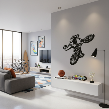 Adesivo de Parede Ciclista em Manobra Radical
