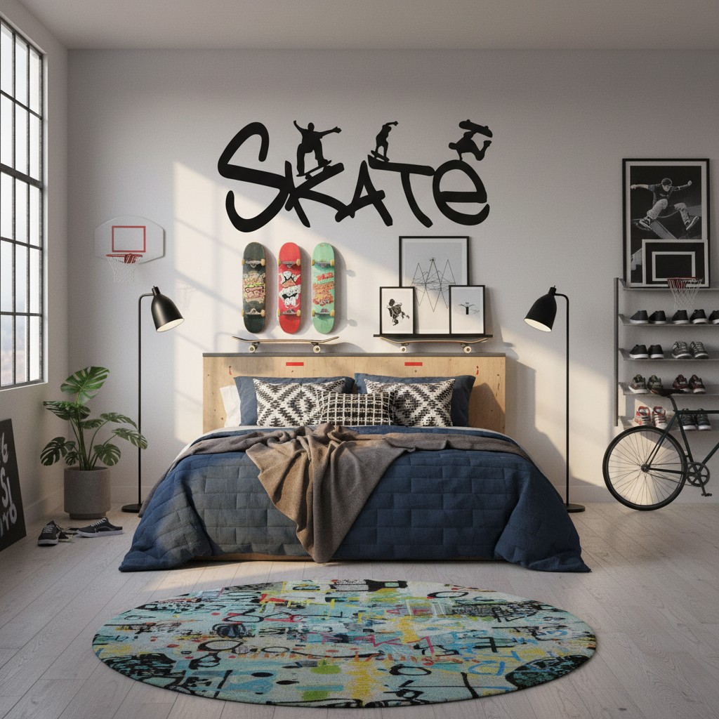 Adesivo de Parede Pixo Skate com Skatistas